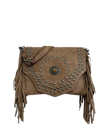 Dakota Suede & Stud Messenger Bag