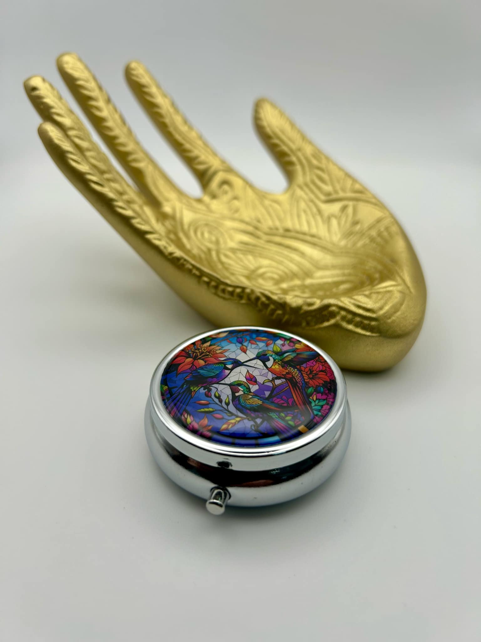 Stained Glass Vintage-Style Travel Pill Case