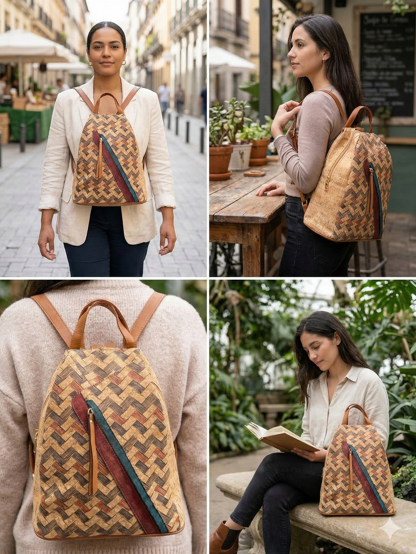 The Atlas Herringbone Cork Backpack