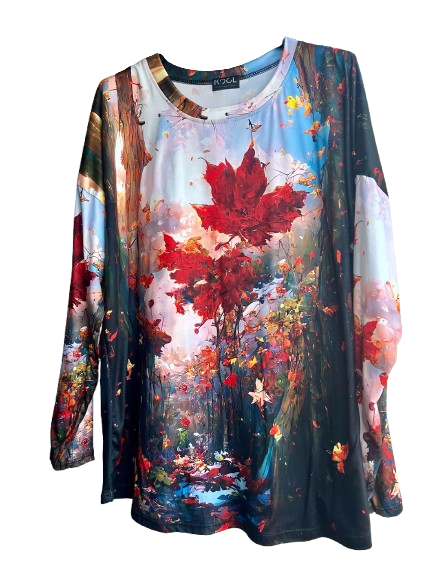 Painterly Forest Long Sleeve Top