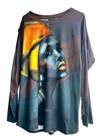 Golden Glow Expressionist Long Sleeve Top