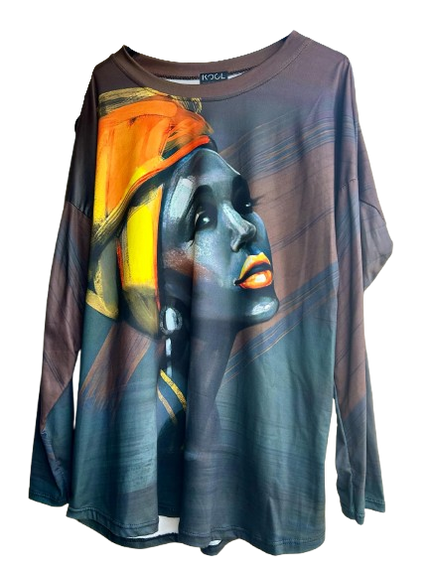 Golden Glow Expressionist Long Sleeve Top
