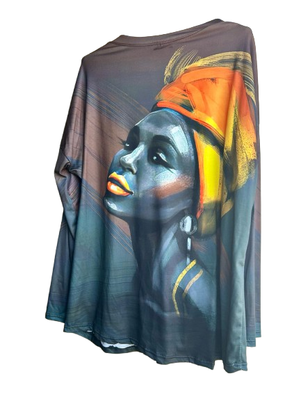 Golden Glow Expressionist Long Sleeve Top