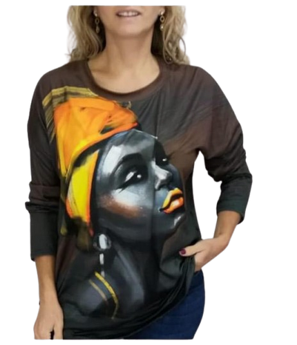 Golden Glow Expressionist Long Sleeve Top
