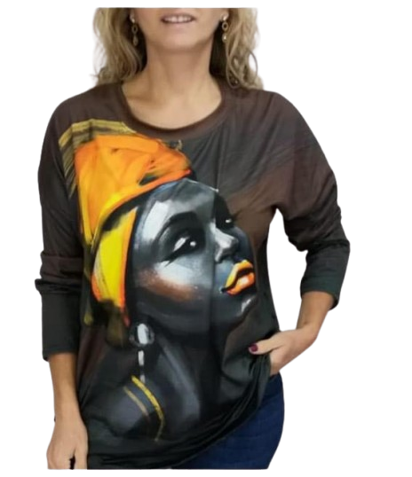 Golden Glow Expressionist Long Sleeve Top