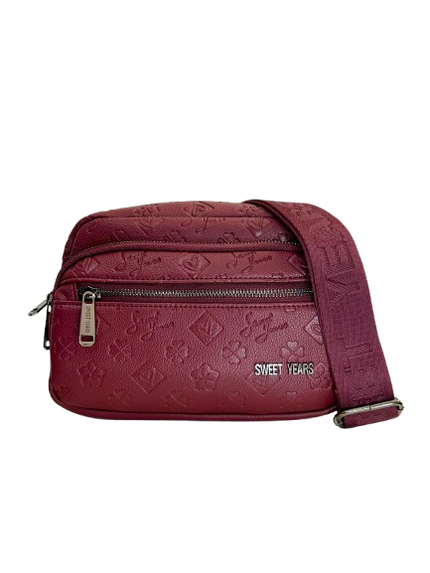 Sweet Years Embossed Crossbody Bag in Burgundy