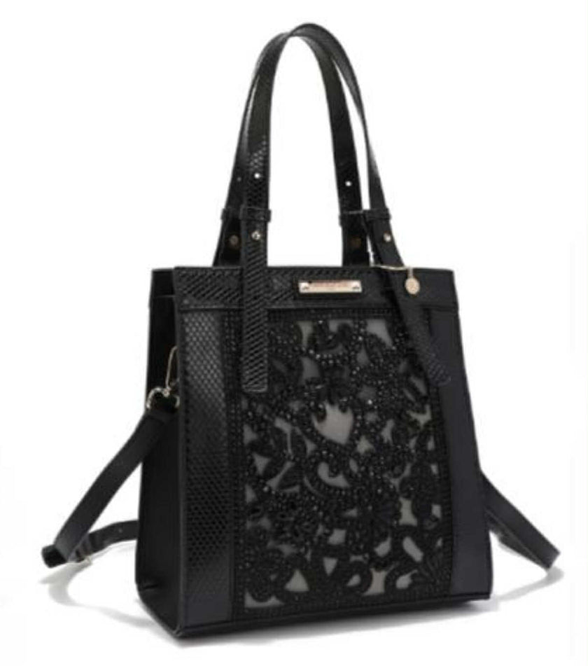 Nicole Lee Midnight Filigree Embroidered Satchel